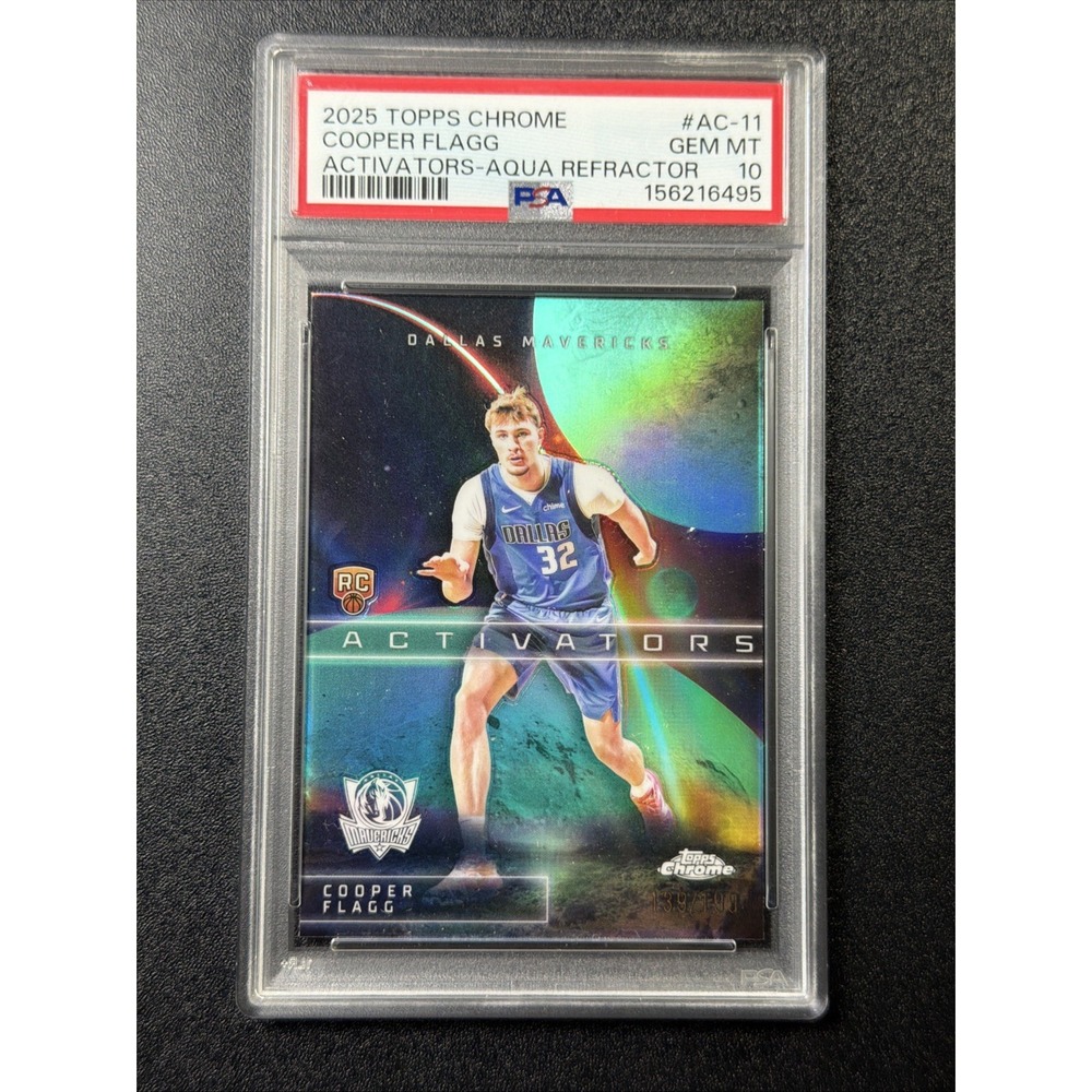 2025 TOPPS CHROME COOPER FLAGG ACTIVATORS AQUA REFRACTOR AC-11 RC /199 PSA 10 A4